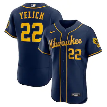 mens nike christian yelich navy milwaukee brewers 50th seas